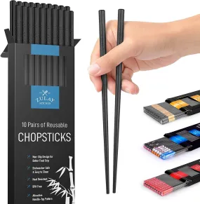 (10 Pairs) Fiberglass Japanese Chopsticks Reusable & Durable Design