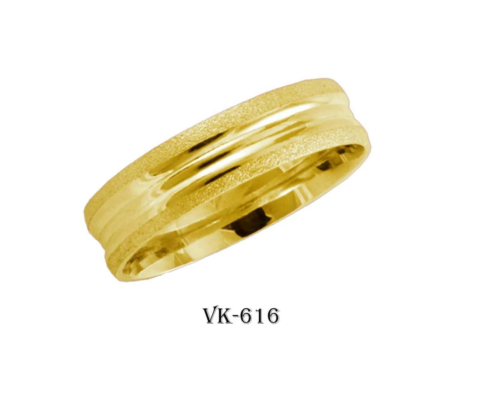 14k Solid Gold Elegant Ladies Modern Sandstone Flat Band 5mm Ring VK616v(Y)