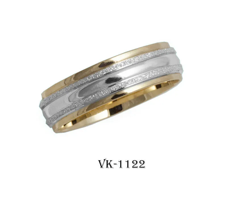 14k Solid Gold Elegant Ladies Modern Shiny Stone Flat Band 6MM Ring VK1122v