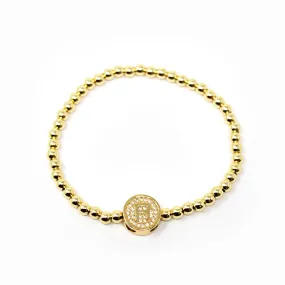 316L Stainless Steel Stretch Initial Bracelet Gold Plated-R