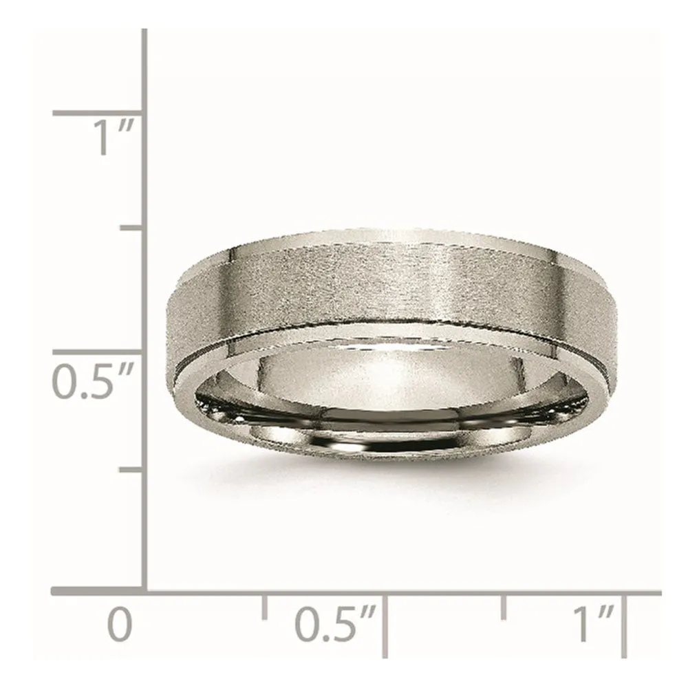 6mm Titanium Lightly Brushed Flat Ridge Edge Standard Fit Band