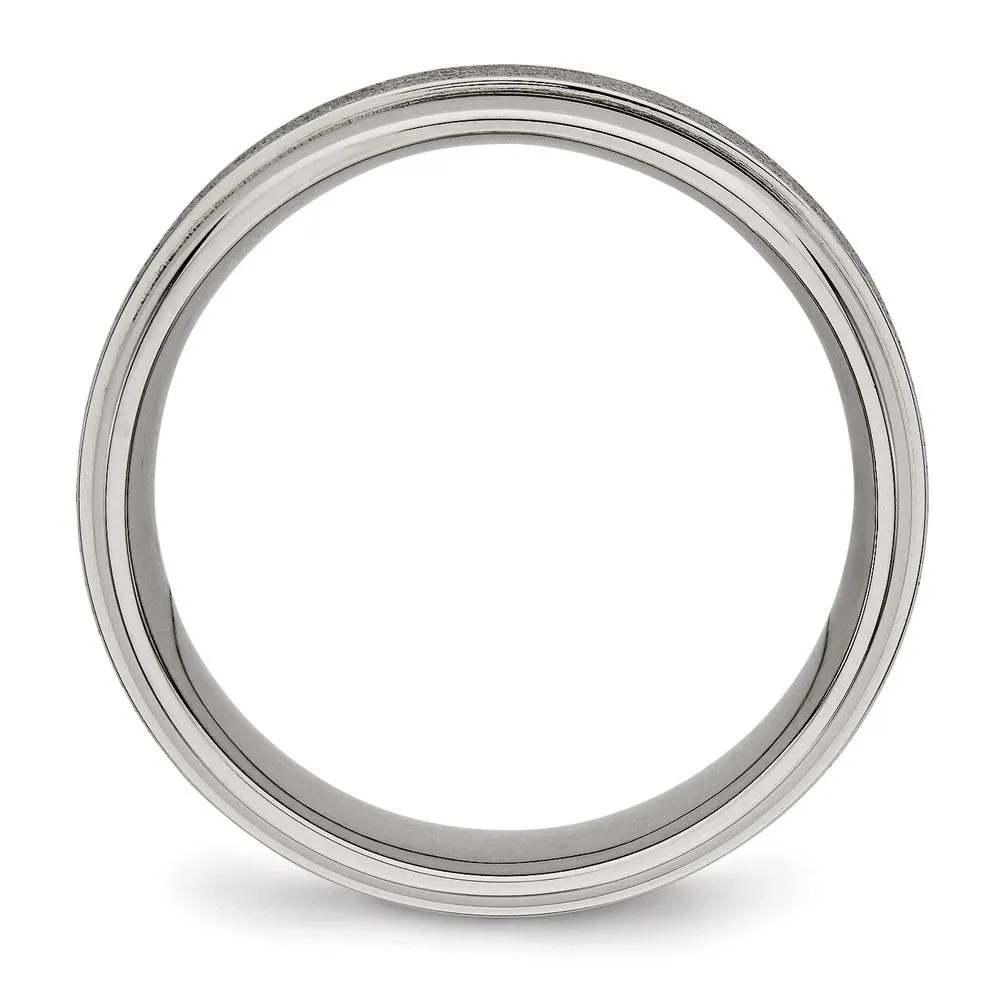 7mm Titanium Brushed Flat Ridged Edge Comfort Fit Band