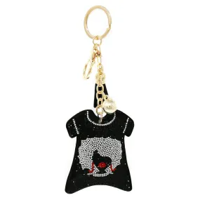 Afro Girl Shirt Rhinestone Embellished Padded Keychain