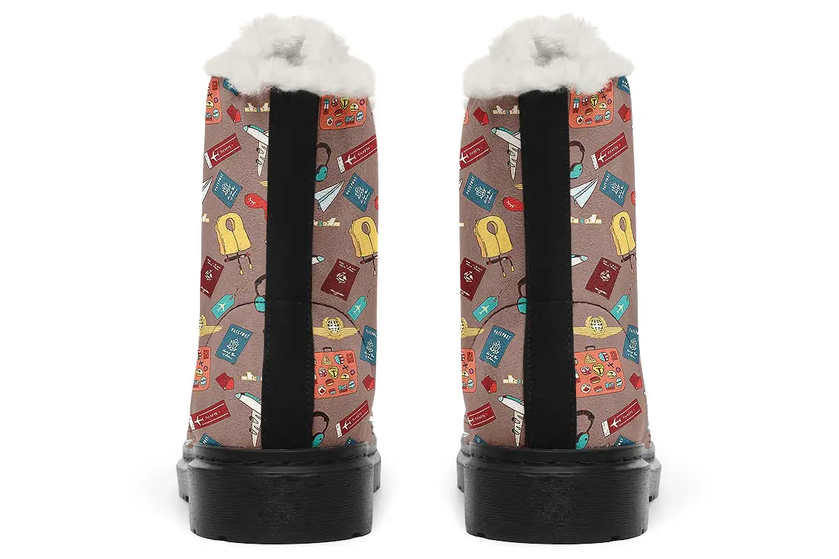 Airplane Travel Icons Winter Boots