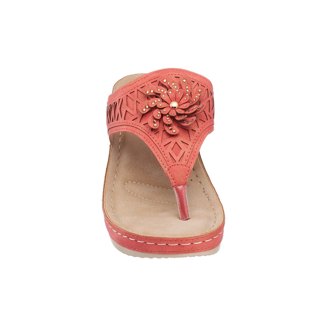 Allie Red Wedge Sandals