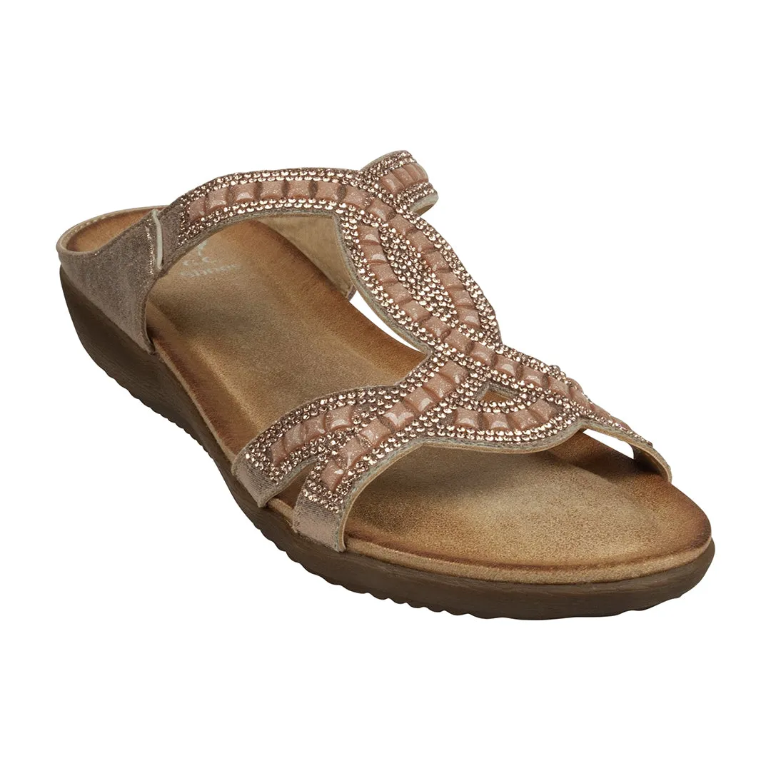 Alora Rose Embellished Slide Flat Sandals