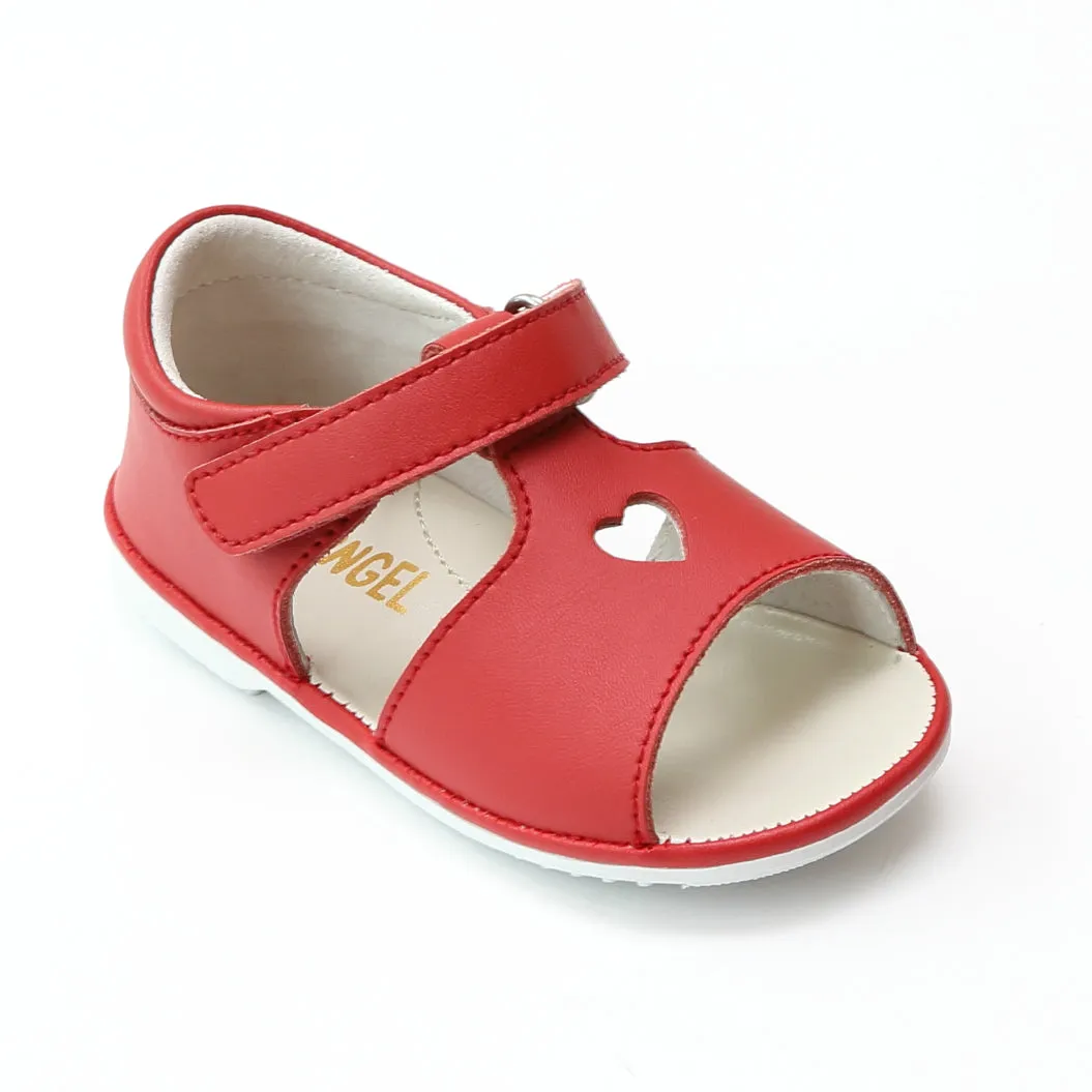 Angel Baby Girls Betsy Open Heart Leather Sandals