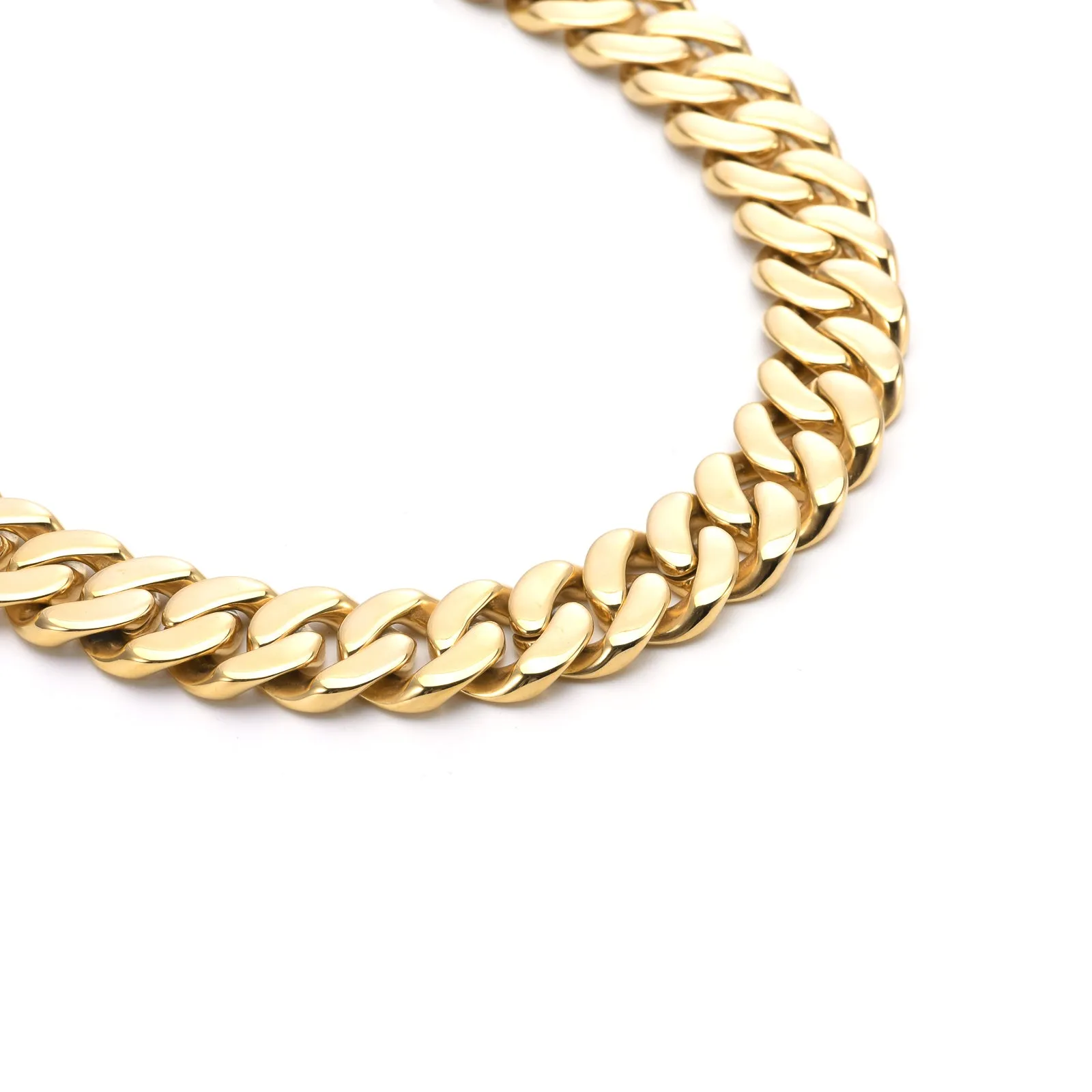 C160G B.Tiff 16mm Flat Cuban Link Gold Plated Stainless Steel Necklace