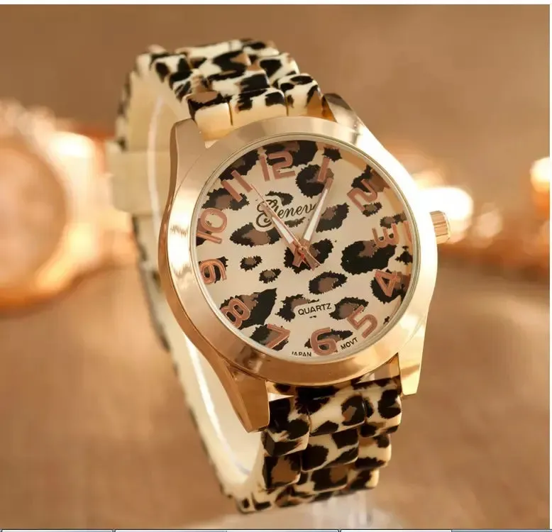 Casual Leopard Print Color Quartz Watch For Kids