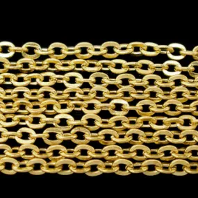 Chain, Iron, Cable Chain, Open Link, Flat, Oval, Gold Plated, 3x2.5mm