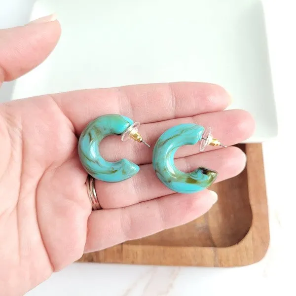 Chloe Hoops - Turquoise