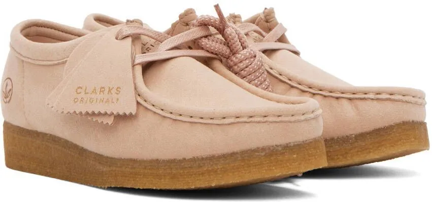 Clarks Originals Pink Faux-Suede Wallabee Oxfords