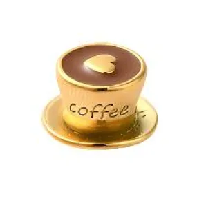 Coffee Cup European Charm, Gold Stainless Steel (PRE-ORDER ALLOW 10 DAYS)