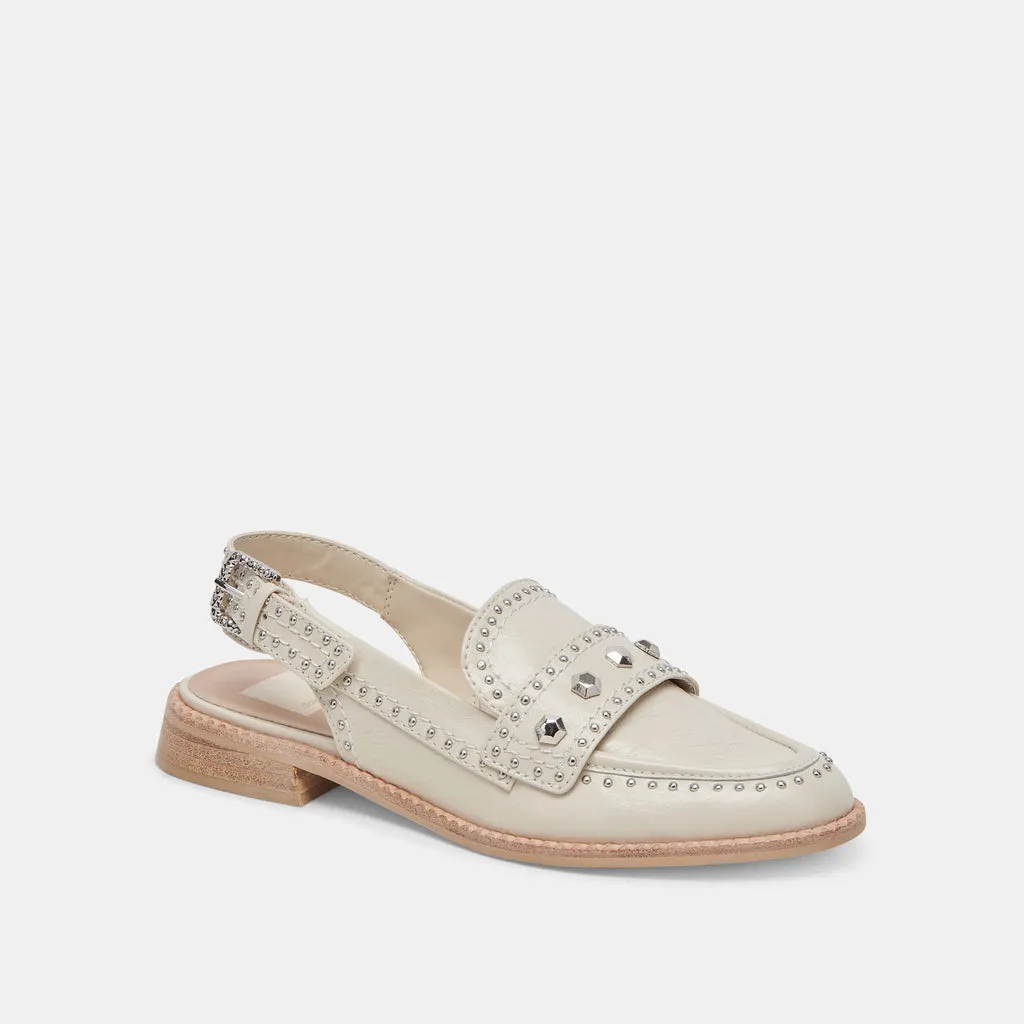 HARDI STUD LOAFERS IVORY CRINKLE PATENT– Dolce Vita 6988668993602