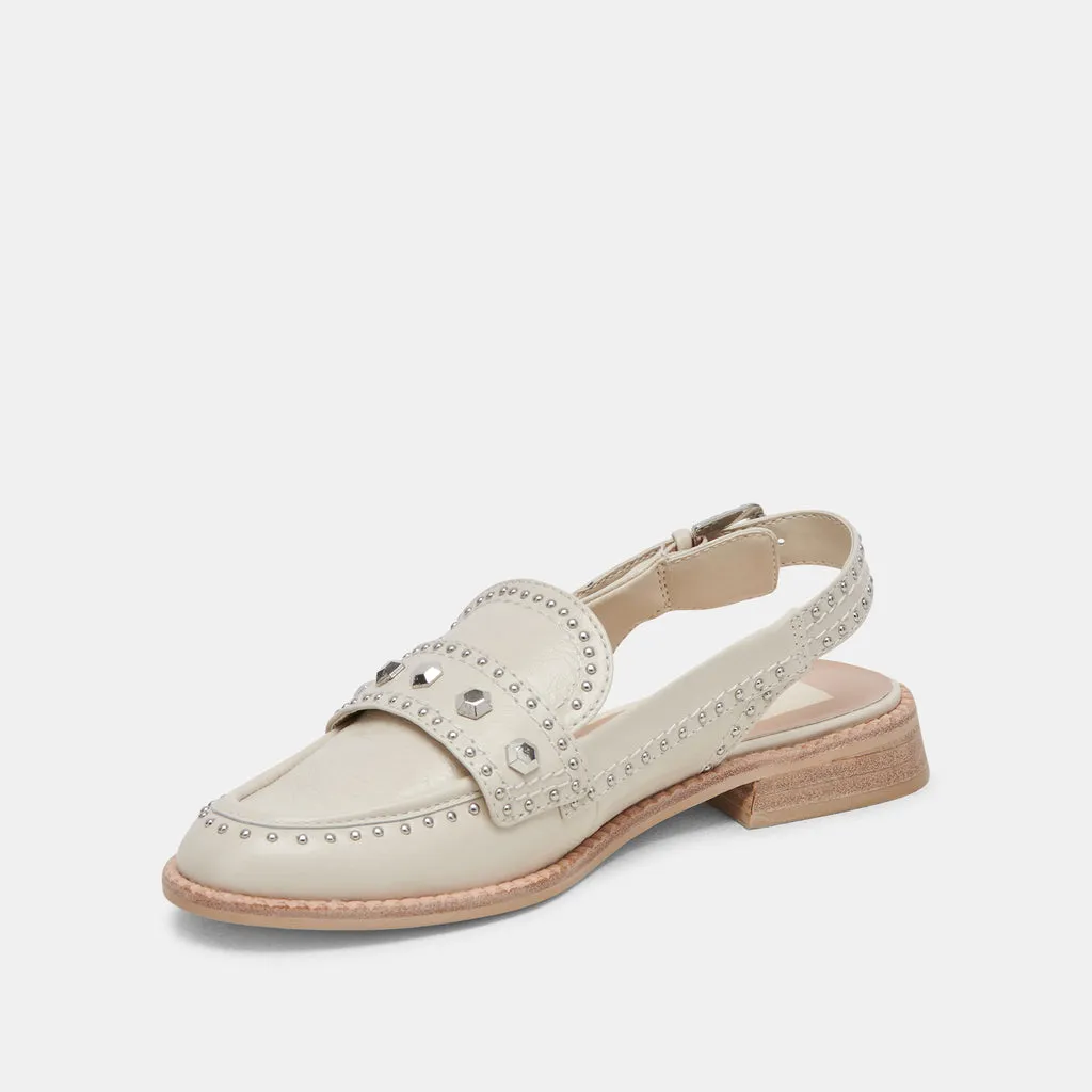 HARDI STUD LOAFERS IVORY CRINKLE PATENT– Dolce Vita 6988668993602