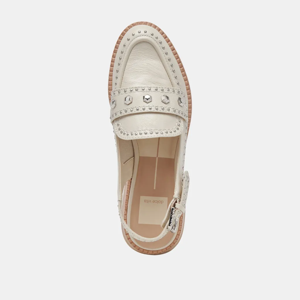 HARDI STUD LOAFERS IVORY CRINKLE PATENT– Dolce Vita 6988668993602