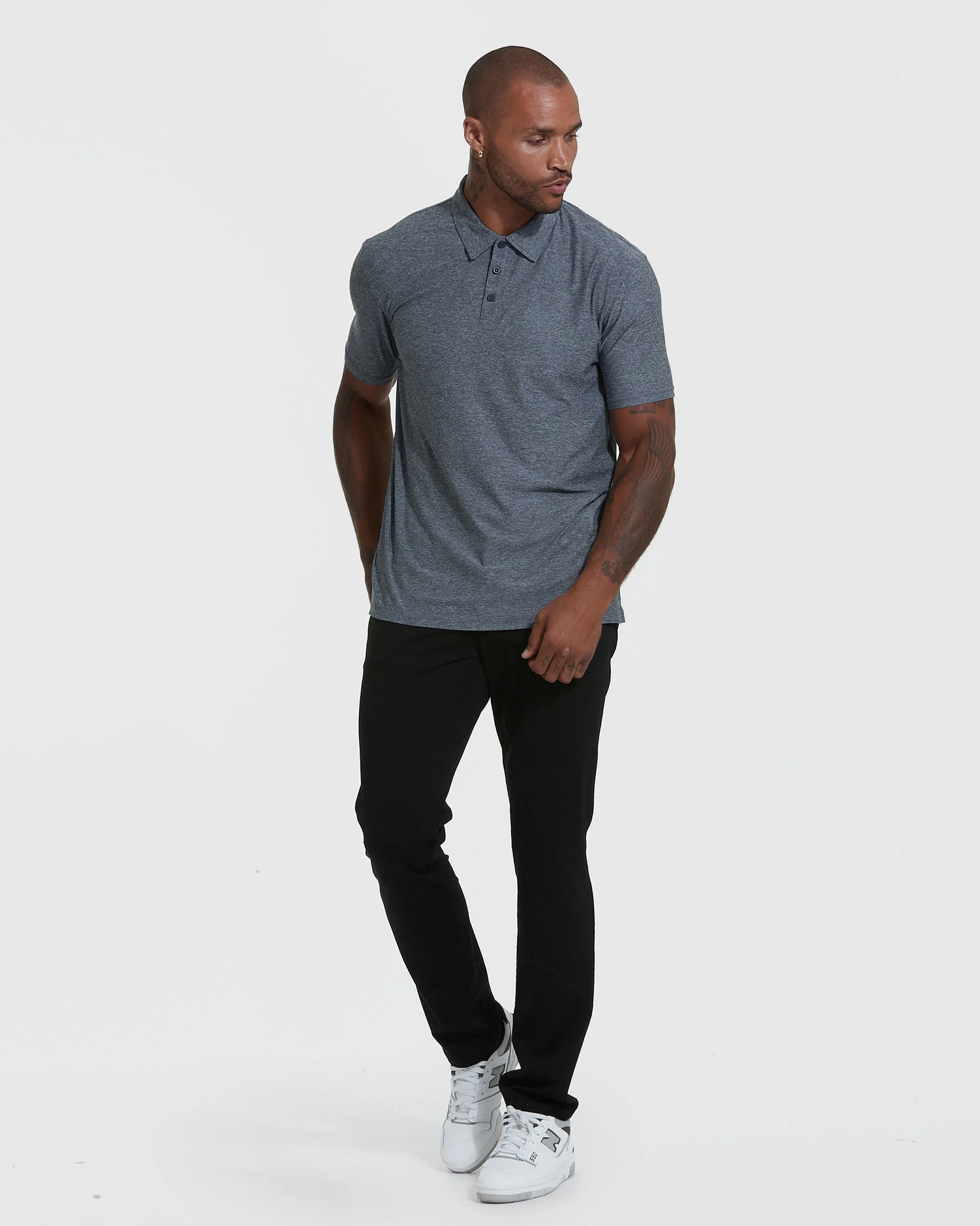 Heather Navy Active Polo