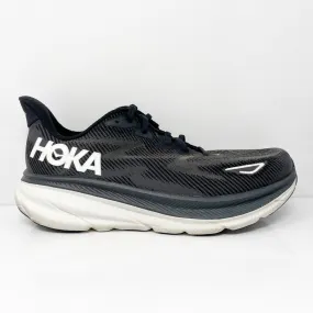 Hoka One One Mens Clifton 9 1132210 BWHT Black Running Shoes Sneakers Sz 10.5 2E