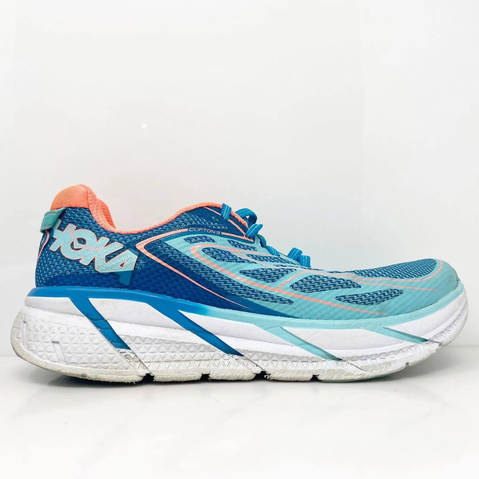 Hoka One One Womens Clifton 3 1012045 BJNC Blue Running Shoes Sneakers Size 9.5