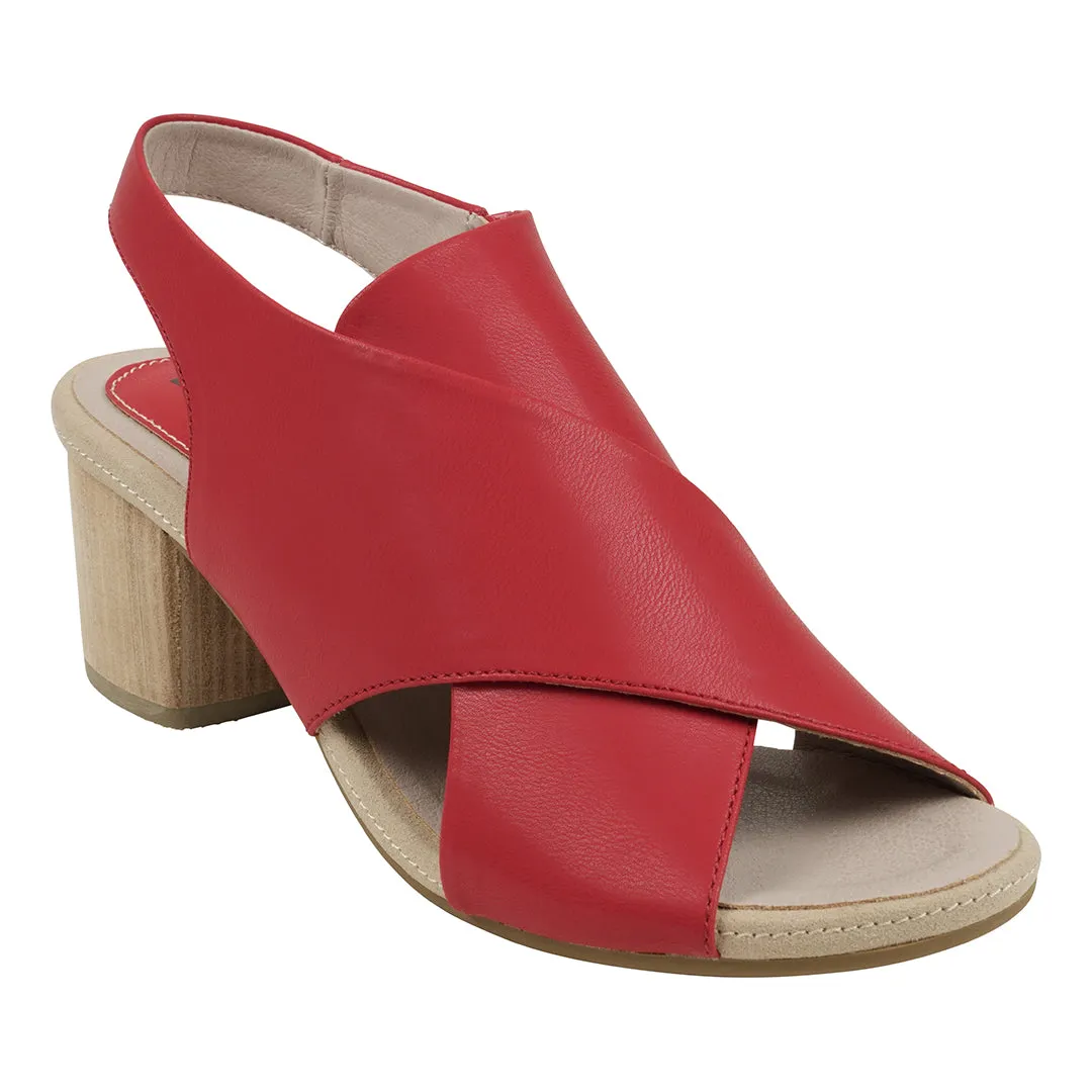 Keefa Red Cross Strap Slingback Heeled Sandals