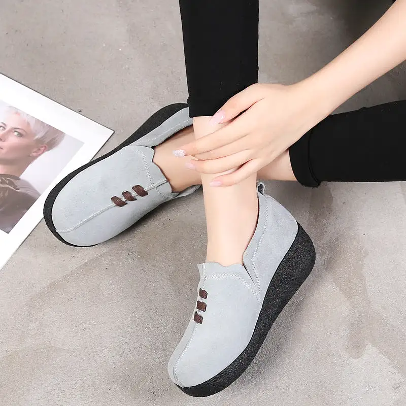 Libiyi Round toe fly woven mesh thick sole ladies casual shoes