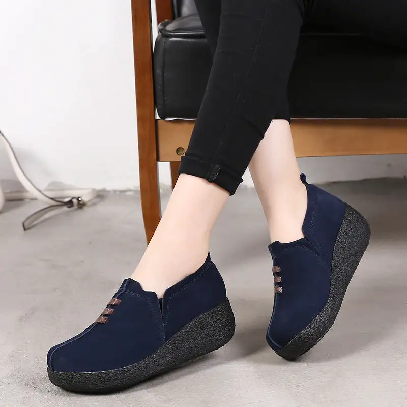 Libiyi Round toe fly woven mesh thick sole ladies casual shoes