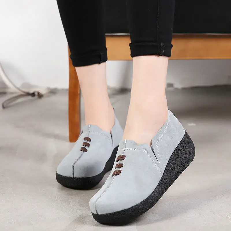 Libiyi Round toe fly woven mesh thick sole ladies casual shoes