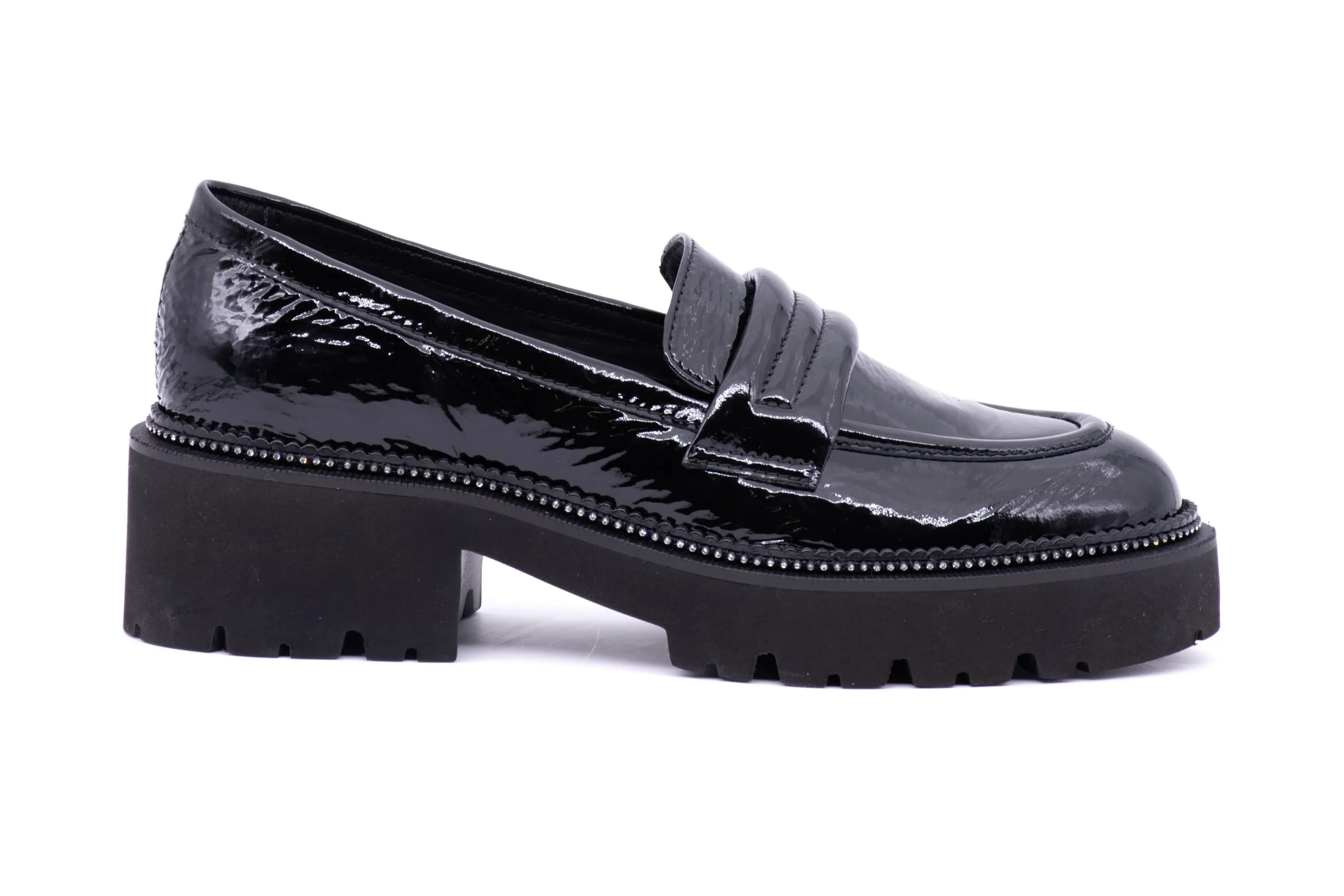 Loafer with Padded Loop on Rhinestone Sole