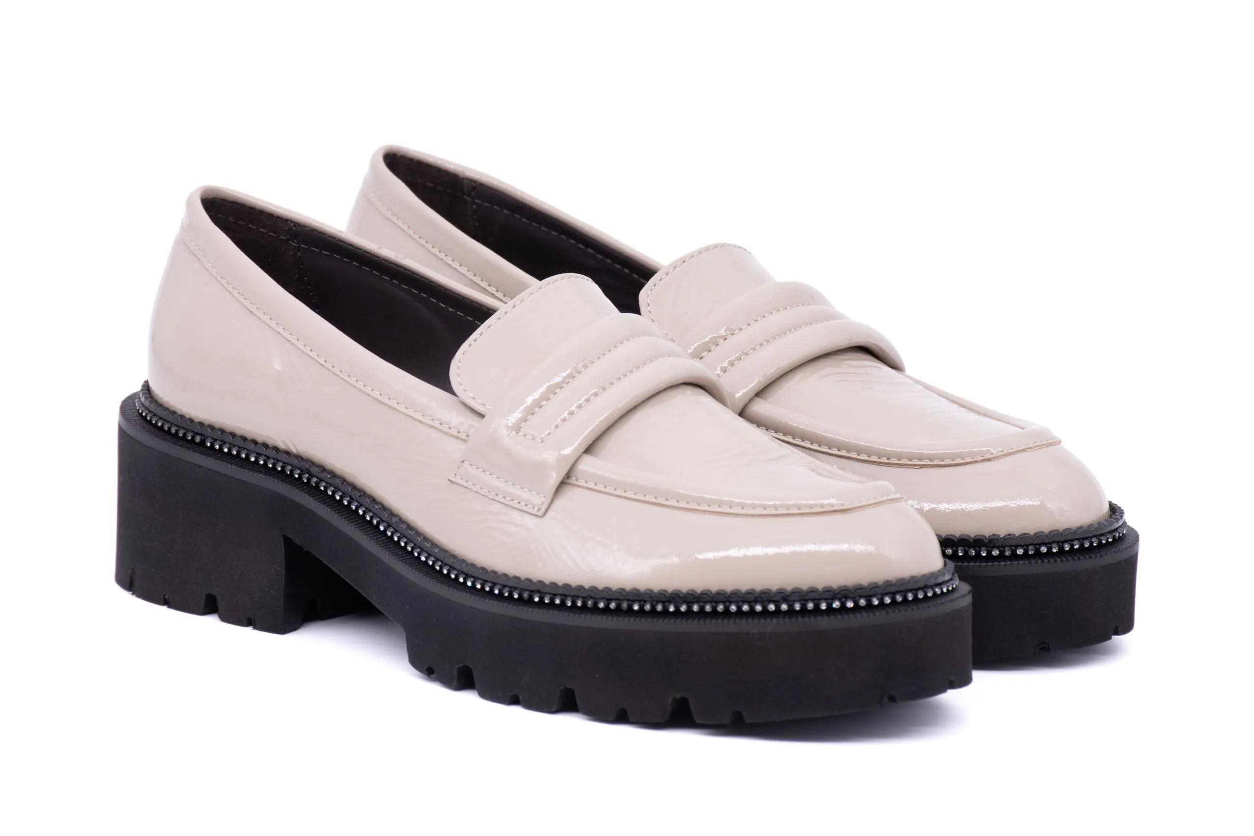 Loafer with Padded Loop on Rhinestone Sole