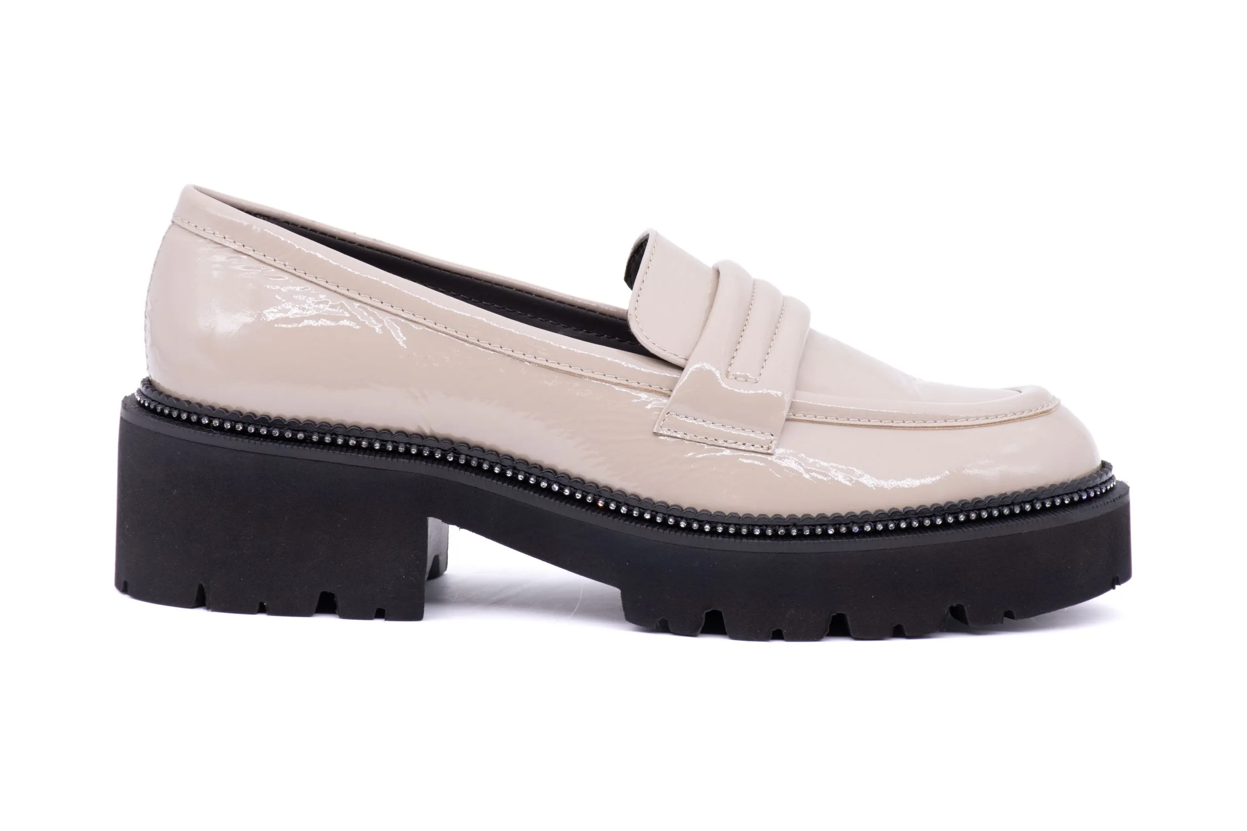 Loafer with Padded Loop on Rhinestone Sole