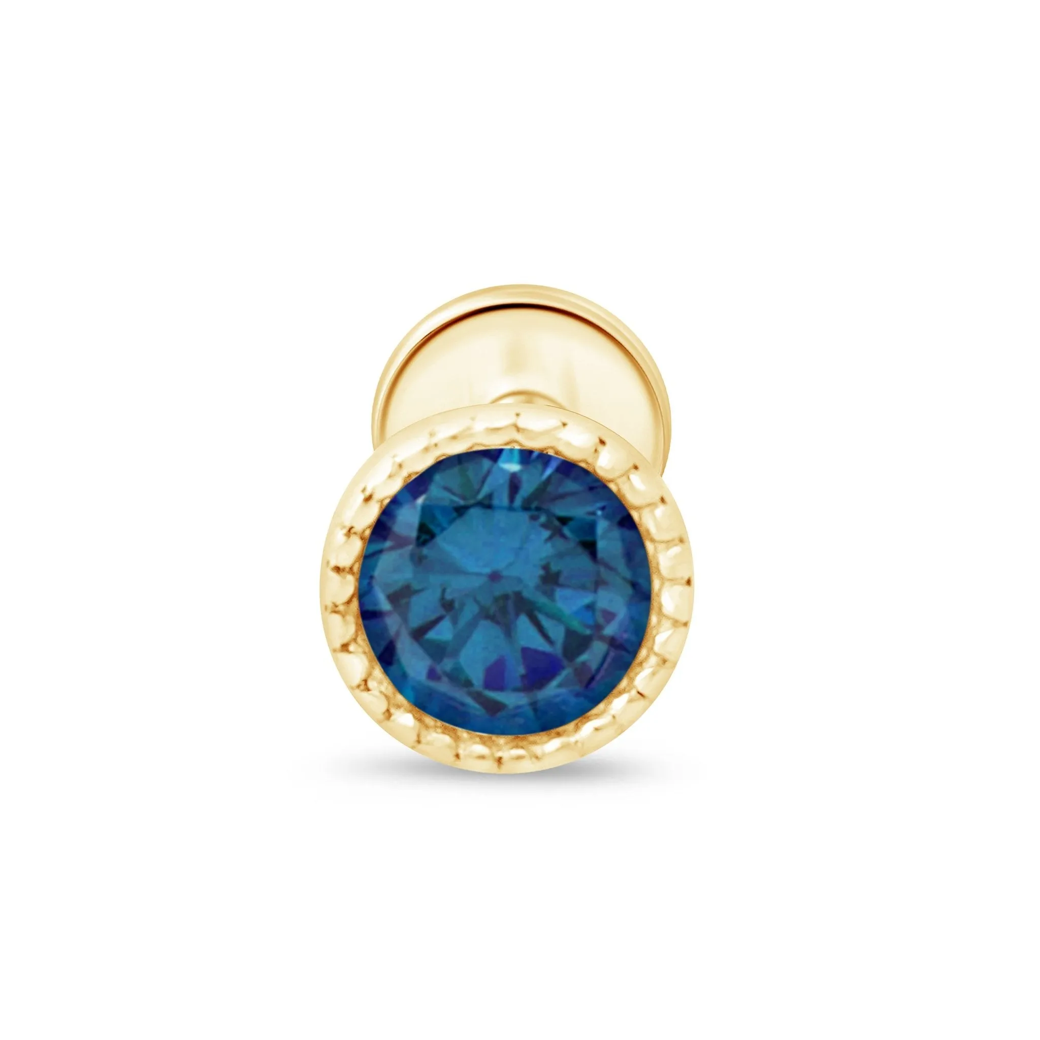 London Blue Topaz Milgrain Bezel Flat Back Stud