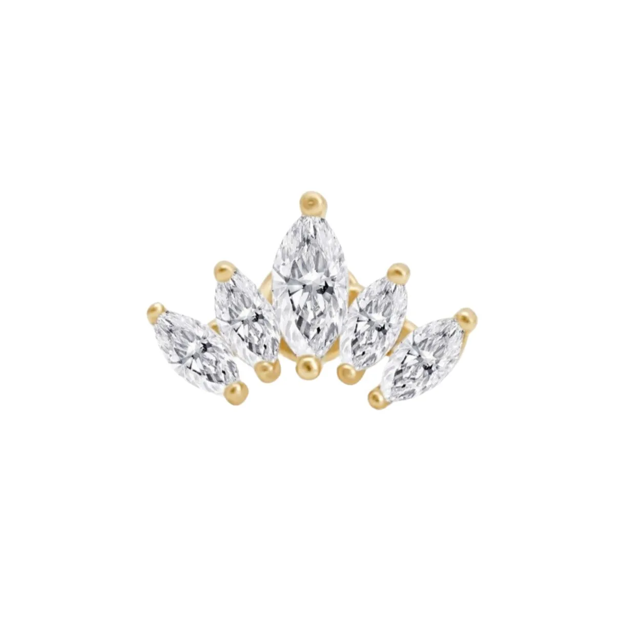 Marquise Cut 5-Petal Lotus Flat Back Stud