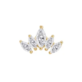 Marquise Cut 5-Petal Lotus Flat Back Stud