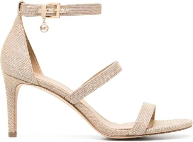 Michael Kors Koda 80mm logo-charm glitter sandals Neutrals