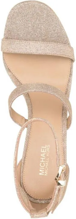 Michael Kors Koda 80mm logo-charm glitter sandals Neutrals