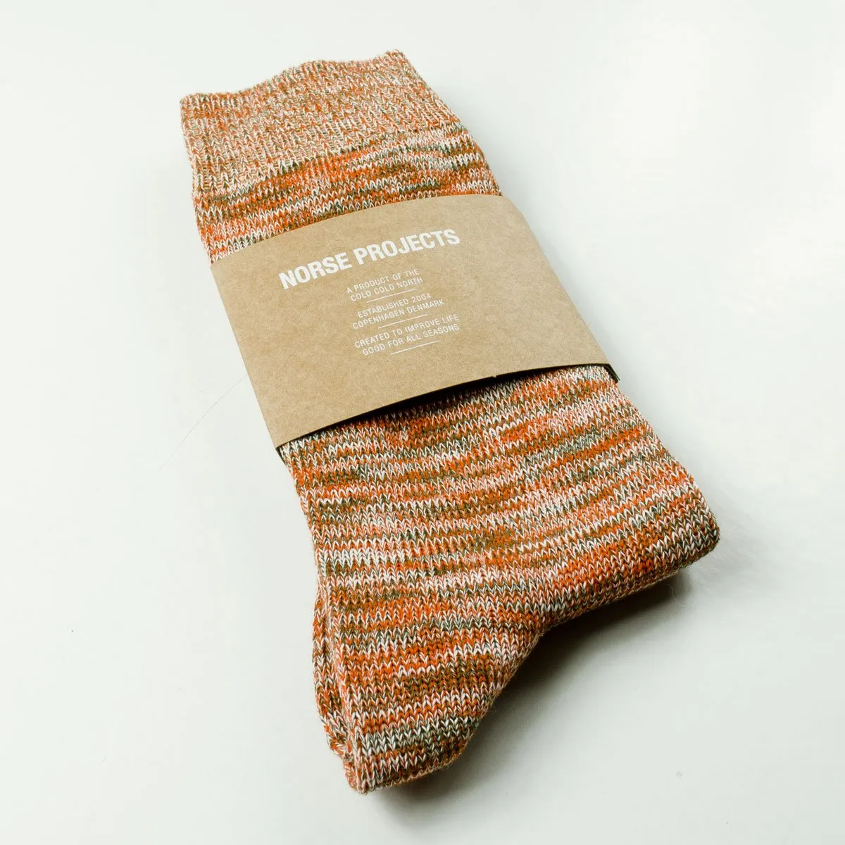 Norse Projects - Bjarki Blend Socks - Oxide Orange