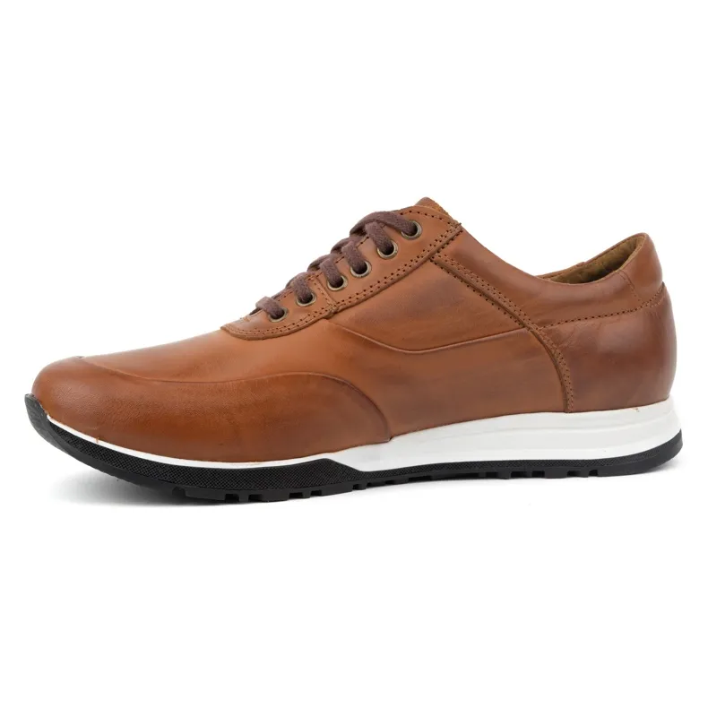 Olivier Men's leather sports casual shoes 902KNT Ax brown