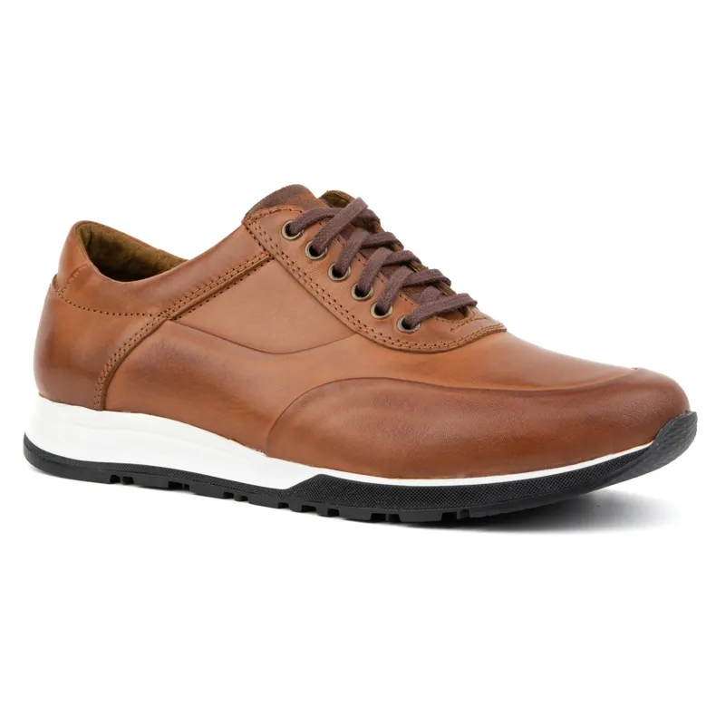 Olivier Men's leather sports casual shoes 902KNT Ax brown