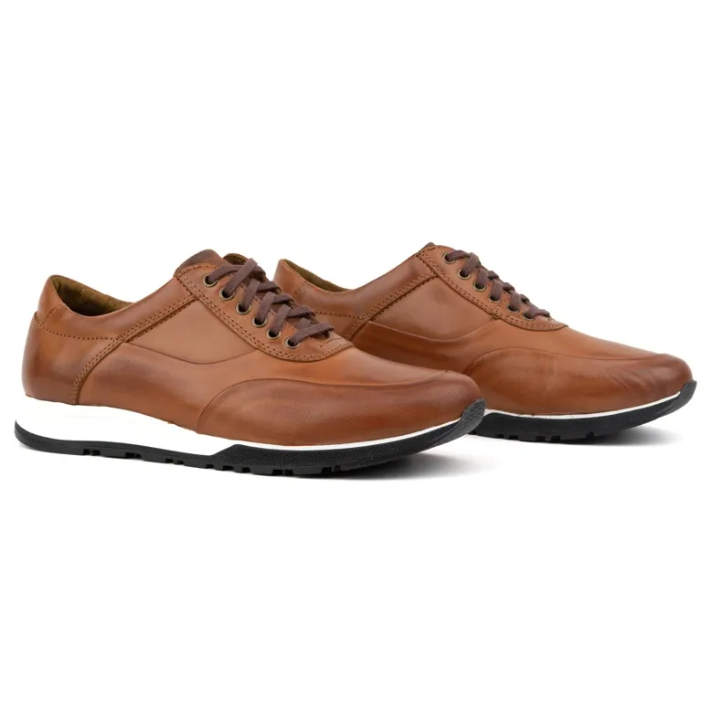 Olivier Men's leather sports casual shoes 902KNT Ax brown