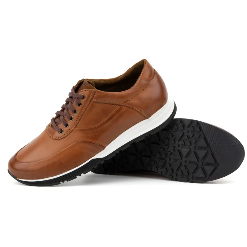 Olivier Men's leather sports casual shoes 902KNT Ax brown