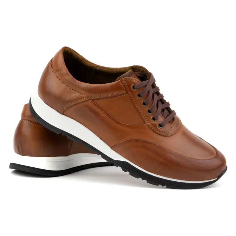 Olivier Men's leather sports casual shoes 902KNT Ax brown