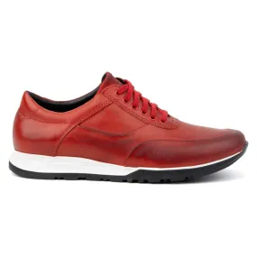 Olivier Men's leather sports casual shoes 902KNT red