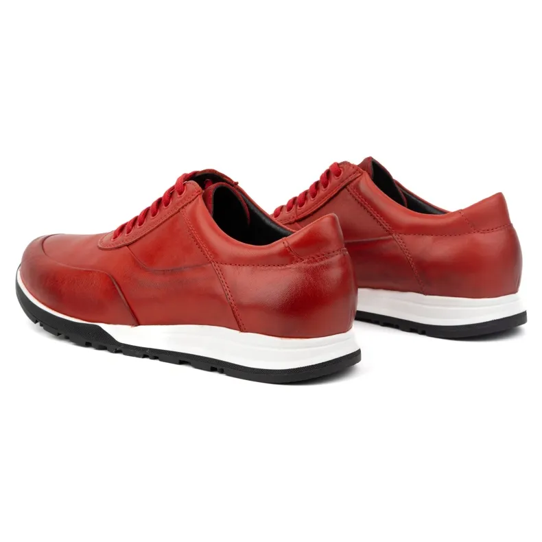 Olivier Men's leather sports casual shoes 902KNT red