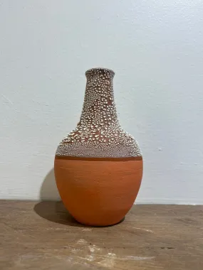 Orange small cracked glaze vessel - Chrystie Longworth