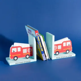 Personalised Kids Fire Engine Bookends