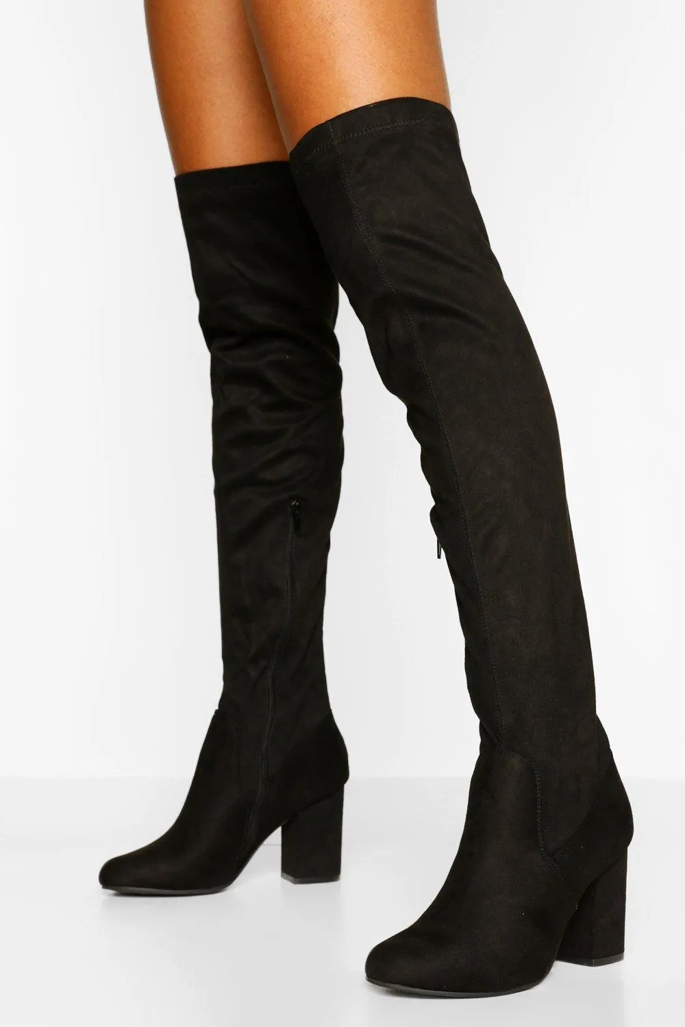 Petite Fit Block Heel Over The Knee Boots