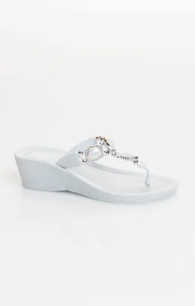 Pia Rossini Bejewled Ice White Wedge Sandal - AP001-WHI002