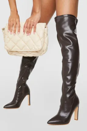 Pointed Toe Pu Over The Knee Boots