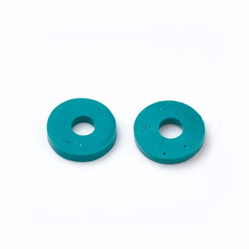 Polymer Clay Beads, Fimo, Katsuki, Heishi, Flat, Round, Dark Cyan, 6mm