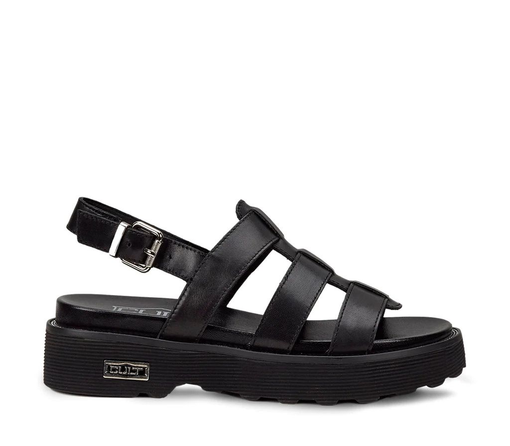 SANDALO CON ZEPPA CULT DONNA ZIGGY 3137 SANDAL W LEATHER BLACK CLE104334